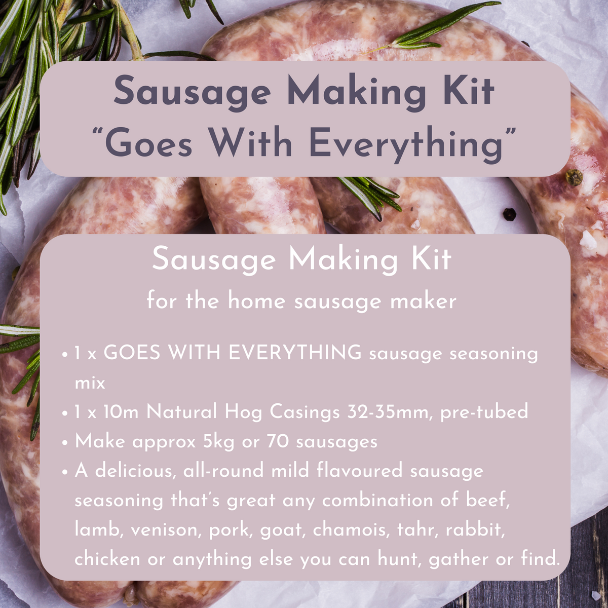 Sausage Making Kit - Goes With Everything, includes 10m Natural Hog Casings