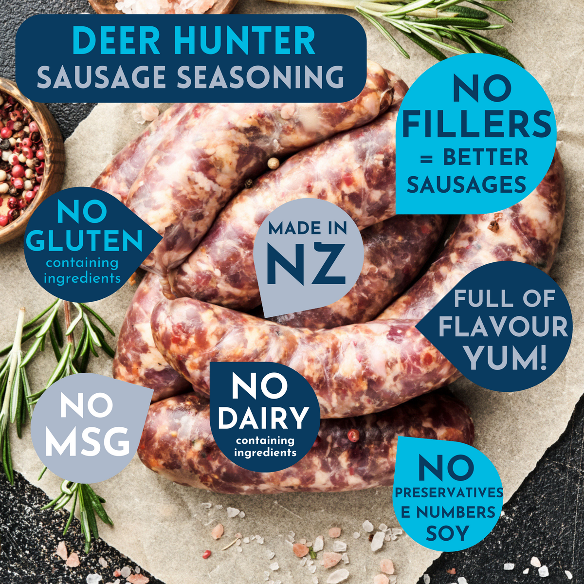 Sausage Seasoning Pack: Deer Hunter (Venison) Sausage 253g x 6 Packs