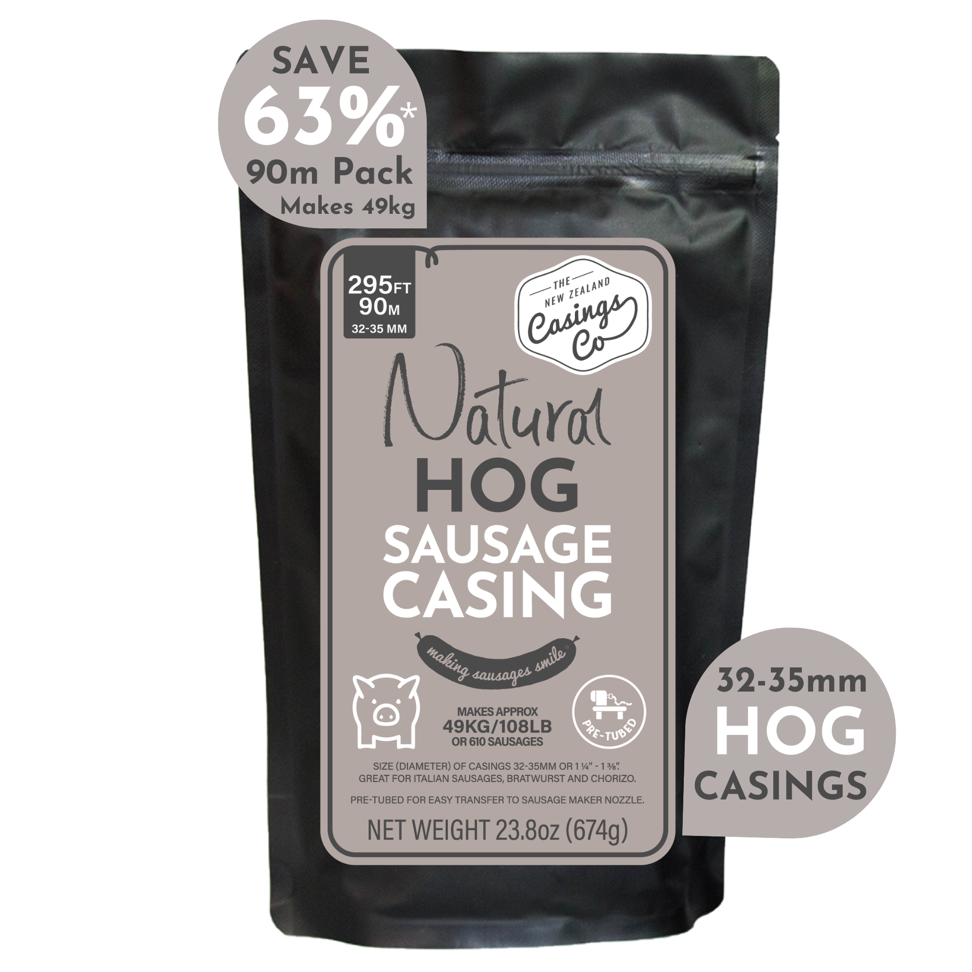 Natural Hog Casings 32-35mm 90m - NZ Casings NZ